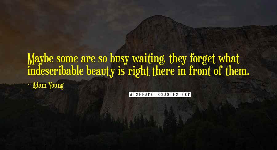 Adam Young Quotes: Maybe some are so busy waiting, they forget what indescribable beauty is right there in front of them.