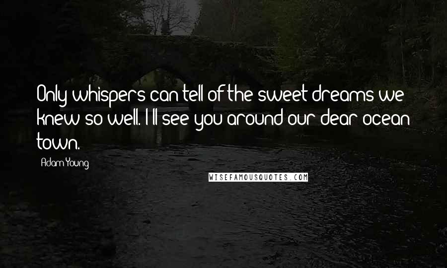 Adam Young Quotes: Only whispers can tell of the sweet dreams we knew so well. I'll see you around our dear ocean town.