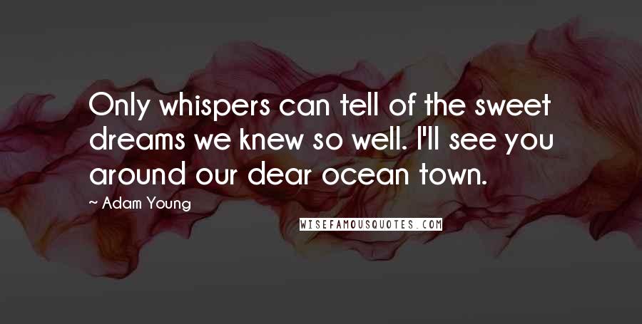 Adam Young Quotes: Only whispers can tell of the sweet dreams we knew so well. I'll see you around our dear ocean town.