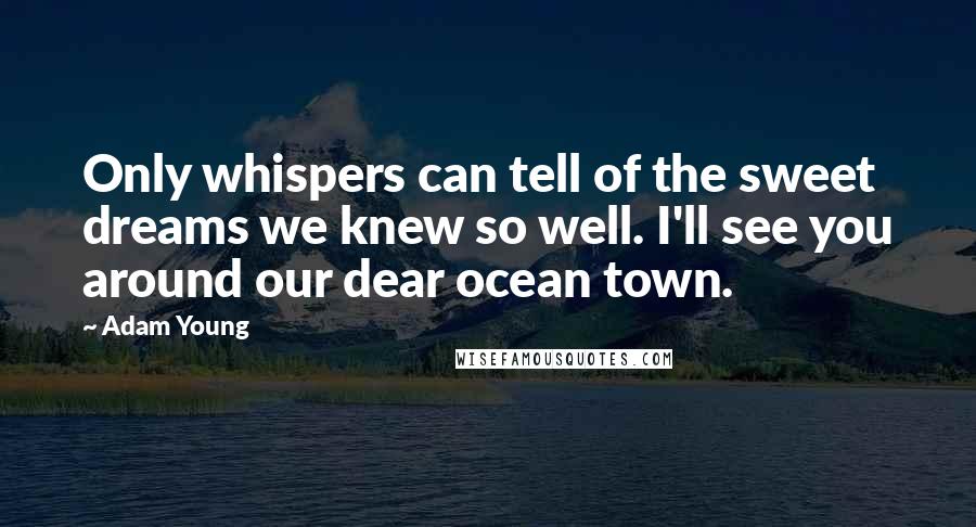 Adam Young Quotes: Only whispers can tell of the sweet dreams we knew so well. I'll see you around our dear ocean town.