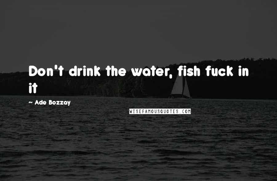 Ade Bozzay Quotes: Don't drink the water, fish fuck in it