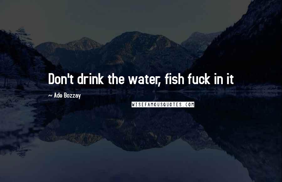 Ade Bozzay Quotes: Don't drink the water, fish fuck in it