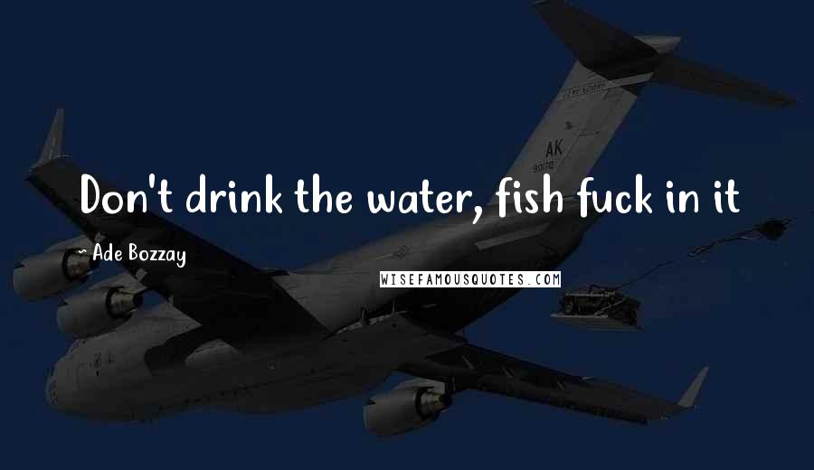 Ade Bozzay Quotes: Don't drink the water, fish fuck in it