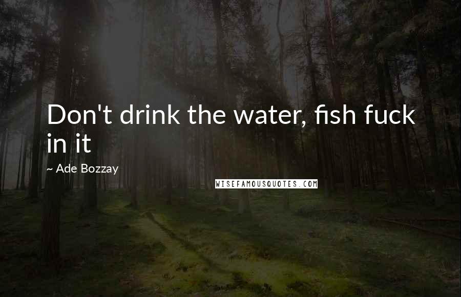 Ade Bozzay Quotes: Don't drink the water, fish fuck in it