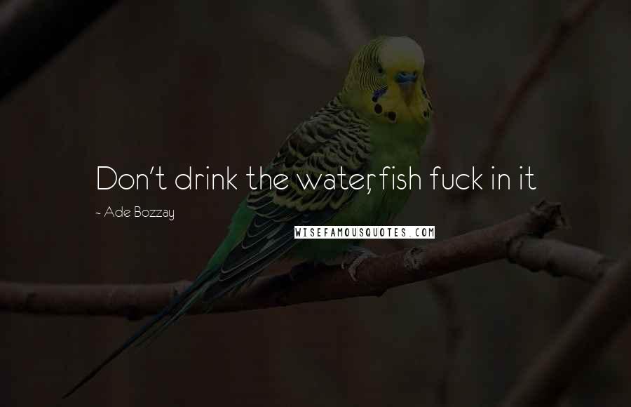 Ade Bozzay Quotes: Don't drink the water, fish fuck in it