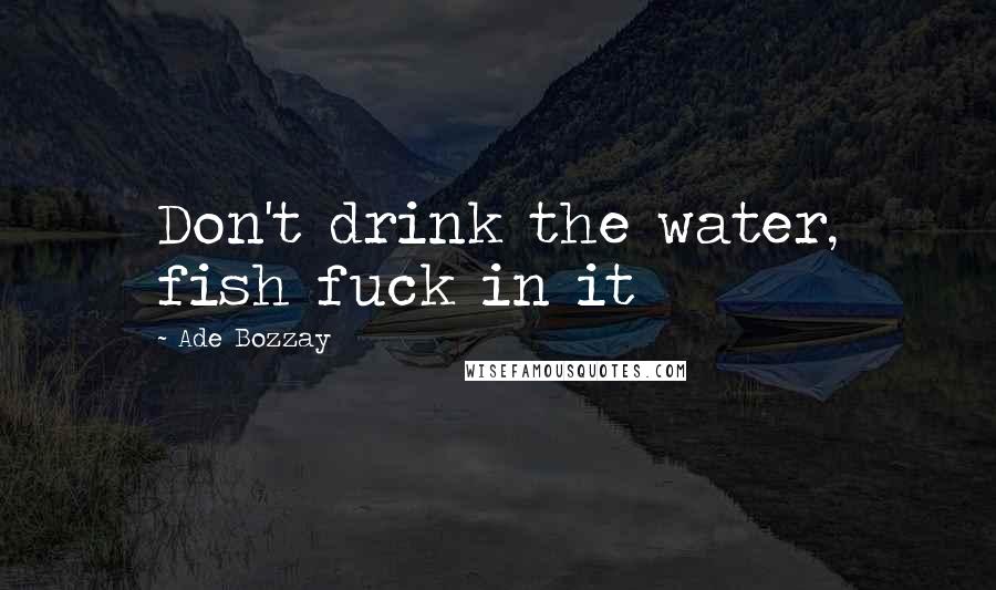 Ade Bozzay Quotes: Don't drink the water, fish fuck in it