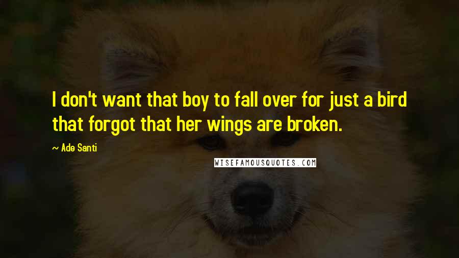Ade Santi Quotes: I don't want that boy to fall over for just a bird that forgot that her wings are broken.