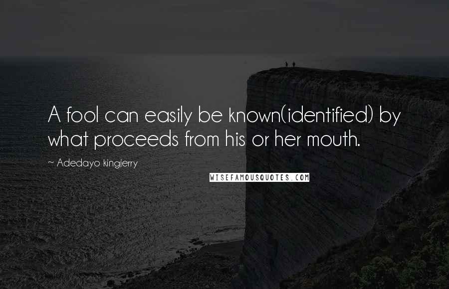 Adedayo Kingjerry Quotes: A fool can easily be known(identified) by what proceeds from his or her mouth.