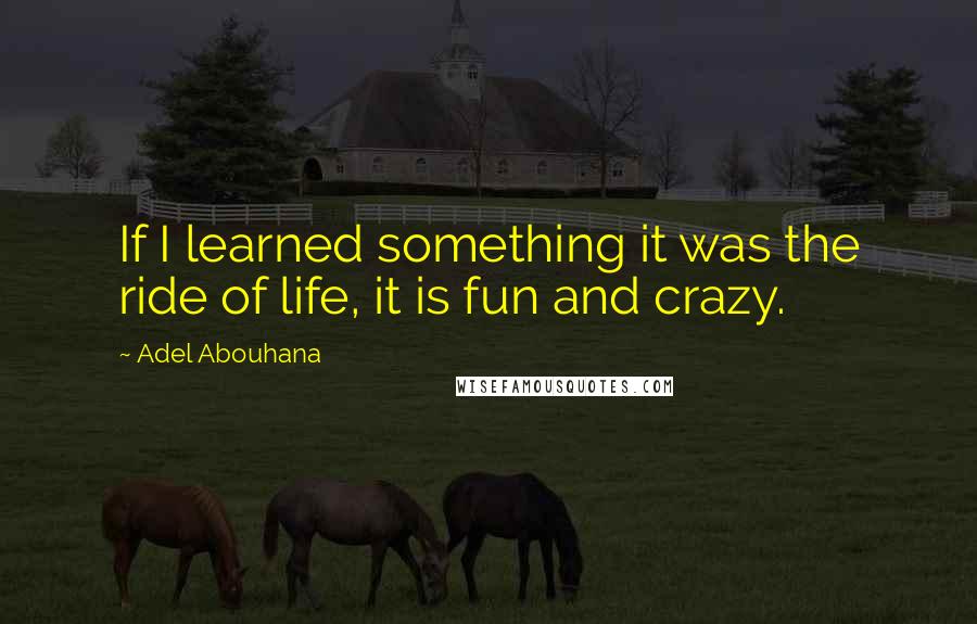 Adel Abouhana Quotes: If I learned something it was the ride of life, it is fun and crazy.