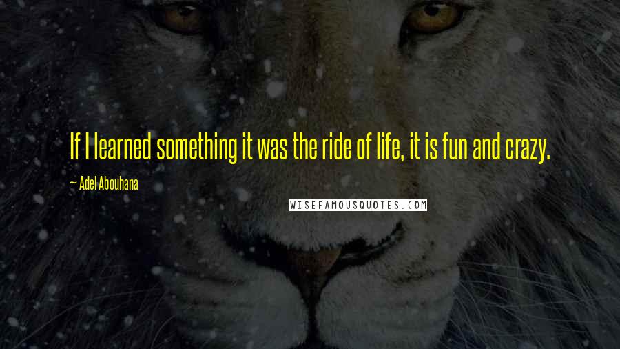 Adel Abouhana Quotes: If I learned something it was the ride of life, it is fun and crazy.