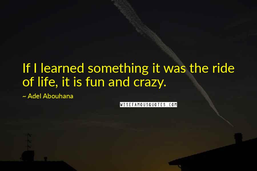 Adel Abouhana Quotes: If I learned something it was the ride of life, it is fun and crazy.