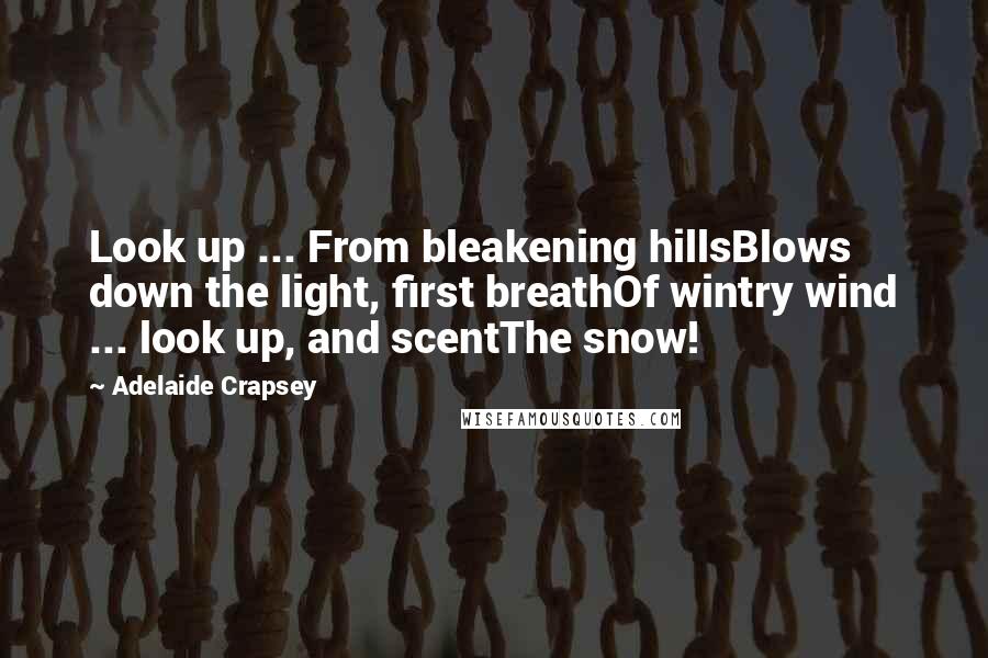Adelaide Crapsey Quotes: Look up ... From bleakening hillsBlows down the light, first breathOf wintry wind ... look up, and scentThe snow!
