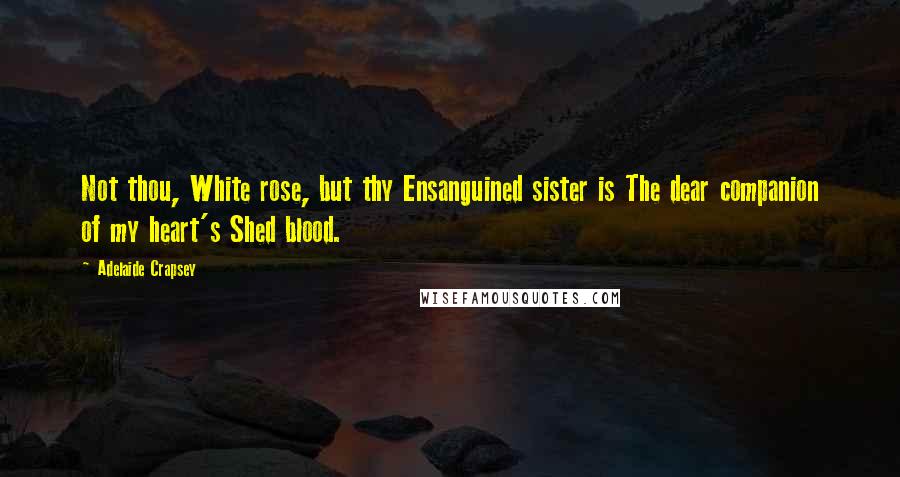 Adelaide Crapsey Quotes: Not thou, White rose, but thy Ensanguined sister is The dear companion of my heart's Shed blood.