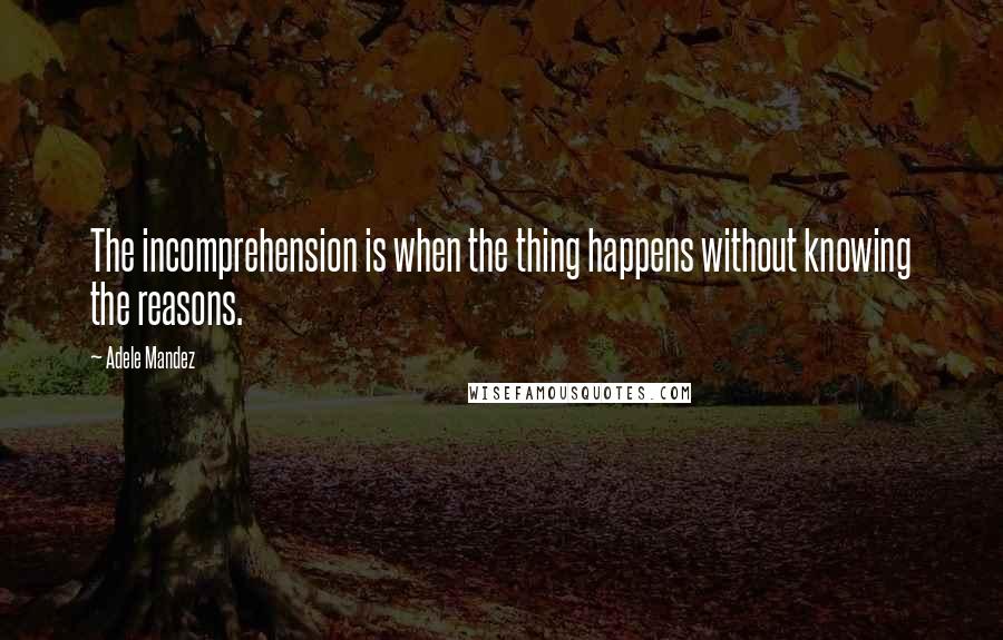 Adele Mandez Quotes: The incomprehension is when the thing happens without knowing the reasons.