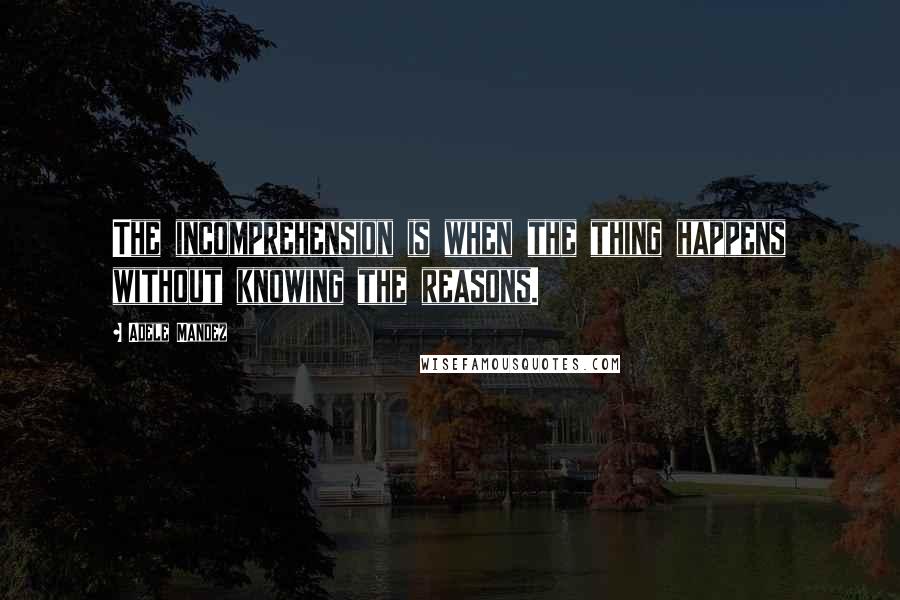 Adele Mandez Quotes: The incomprehension is when the thing happens without knowing the reasons.