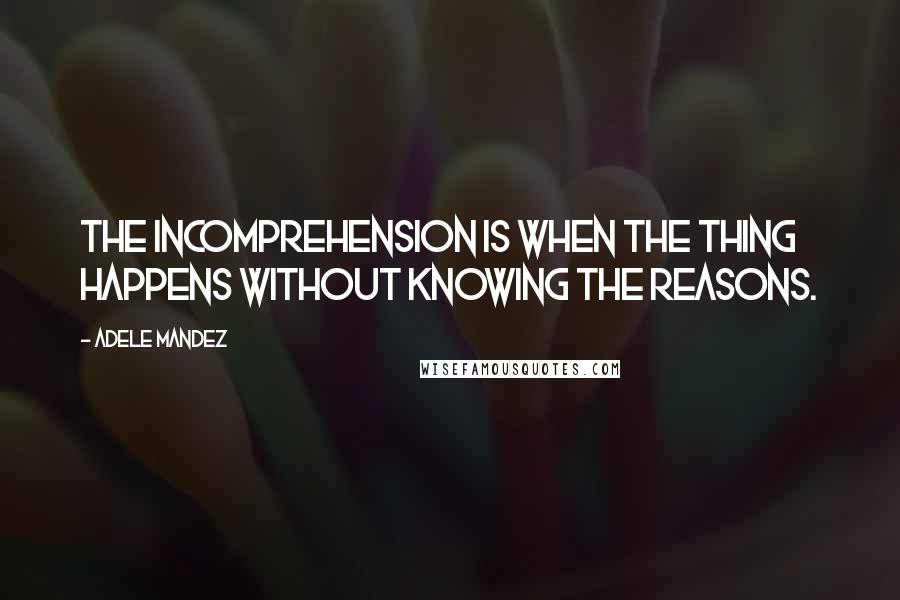 Adele Mandez Quotes: The incomprehension is when the thing happens without knowing the reasons.