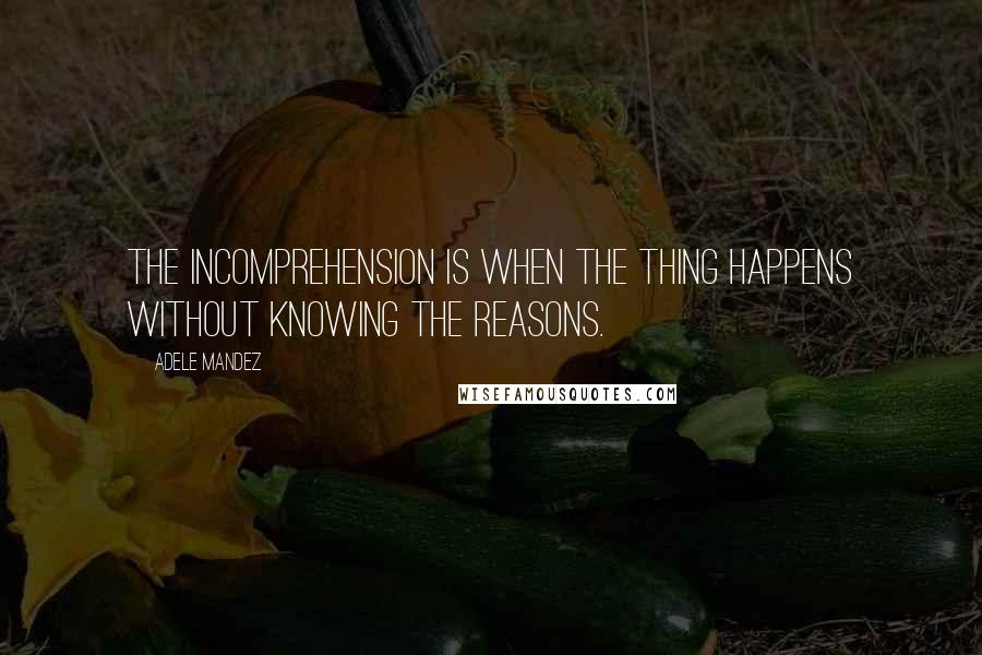 Adele Mandez Quotes: The incomprehension is when the thing happens without knowing the reasons.