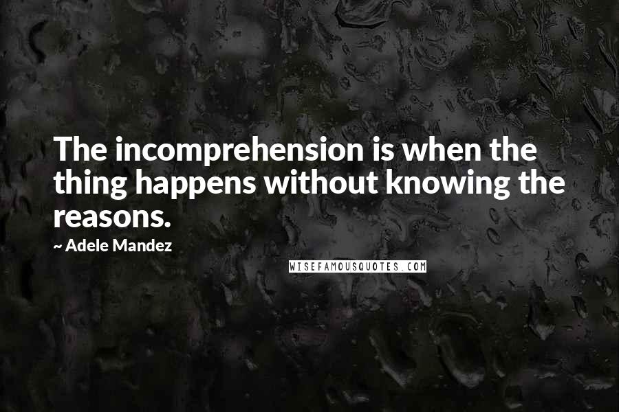 Adele Mandez Quotes: The incomprehension is when the thing happens without knowing the reasons.