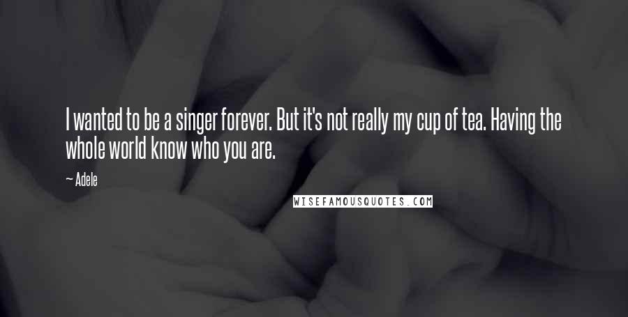 Adele Quotes: I wanted to be a singer forever. But it's not really my cup of tea. Having the whole world know who you are.