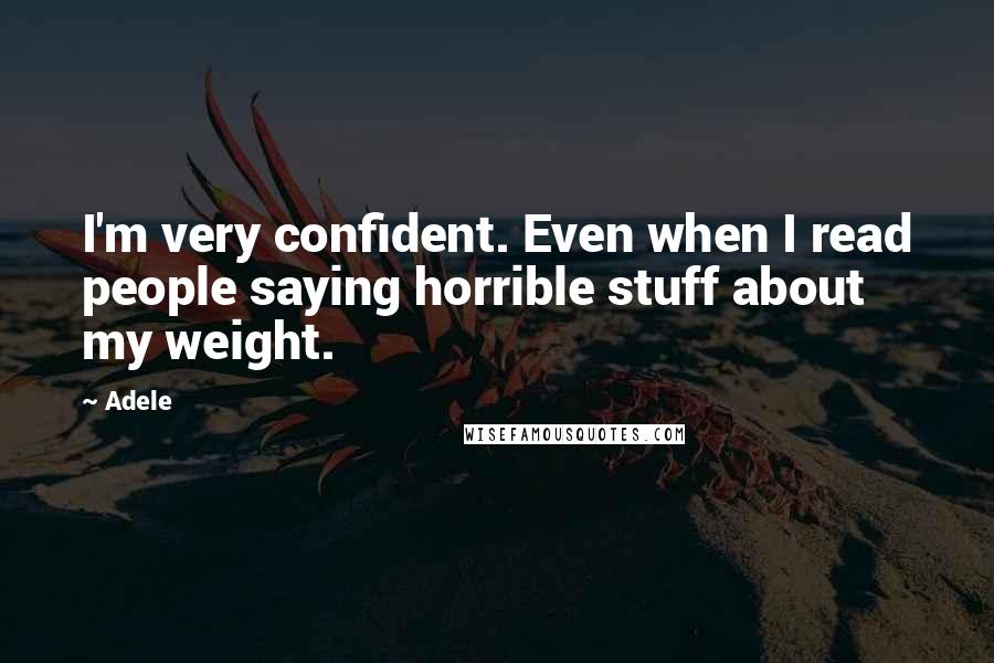 Adele Quotes: I'm very confident. Even when I read people saying horrible stuff about my weight.