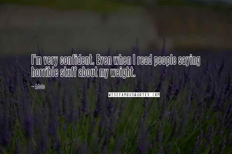 Adele Quotes: I'm very confident. Even when I read people saying horrible stuff about my weight.