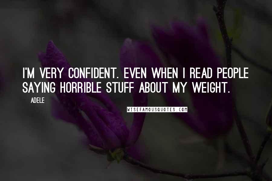 Adele Quotes: I'm very confident. Even when I read people saying horrible stuff about my weight.