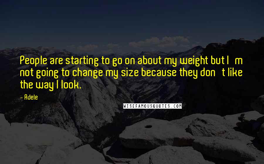 Adele Quotes: People are starting to go on about my weight but I'm not going to change my size because they don't like the way I look.