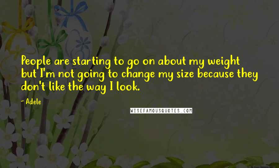 Adele Quotes: People are starting to go on about my weight but I'm not going to change my size because they don't like the way I look.