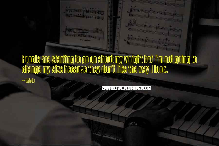 Adele Quotes: People are starting to go on about my weight but I'm not going to change my size because they don't like the way I look.