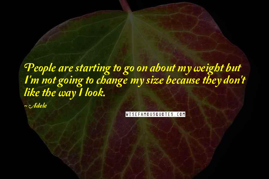 Adele Quotes: People are starting to go on about my weight but I'm not going to change my size because they don't like the way I look.