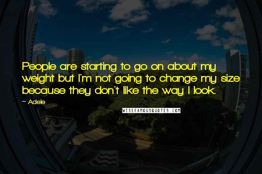 Adele Quotes: People are starting to go on about my weight but I'm not going to change my size because they don't like the way I look.