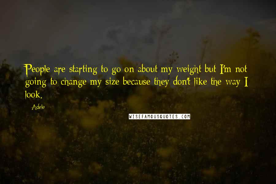 Adele Quotes: People are starting to go on about my weight but I'm not going to change my size because they don't like the way I look.