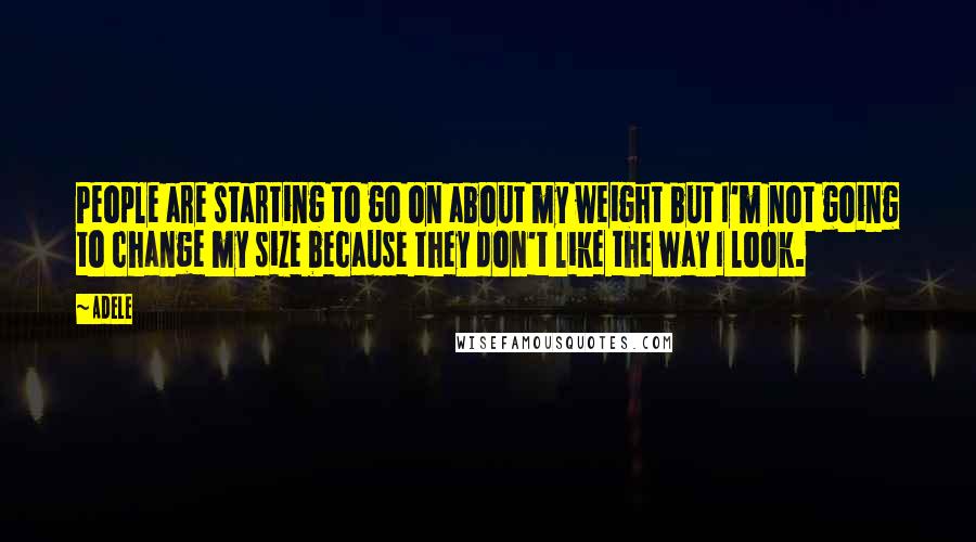 Adele Quotes: People are starting to go on about my weight but I'm not going to change my size because they don't like the way I look.