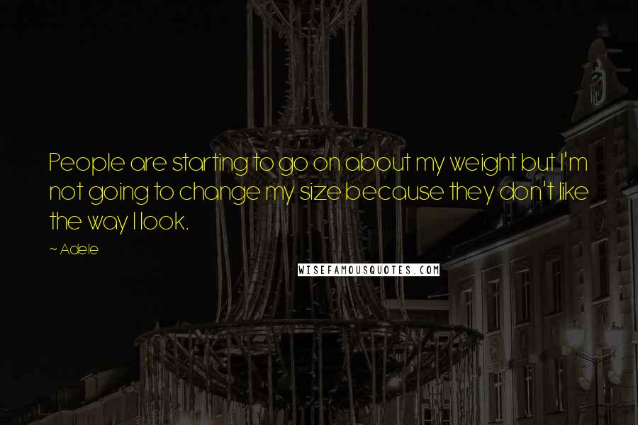 Adele Quotes: People are starting to go on about my weight but I'm not going to change my size because they don't like the way I look.