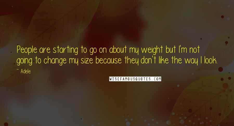 Adele Quotes: People are starting to go on about my weight but I'm not going to change my size because they don't like the way I look.