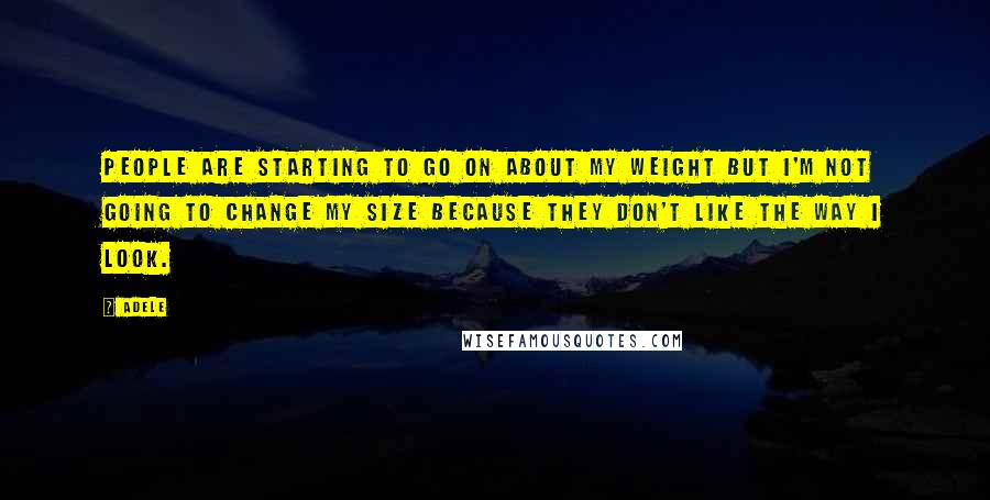 Adele Quotes: People are starting to go on about my weight but I'm not going to change my size because they don't like the way I look.