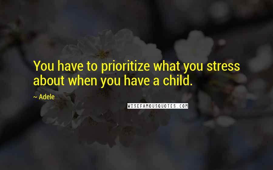 Adele Quotes: You have to prioritize what you stress about when you have a child.