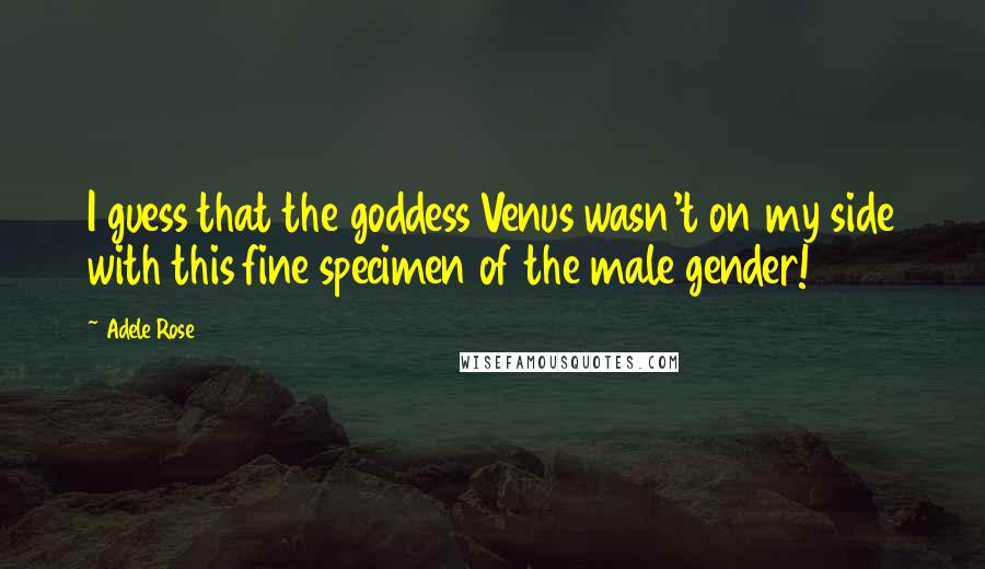 Adele Rose Quotes: I guess that the goddess Venus wasn't on my side with this fine specimen of the male gender!