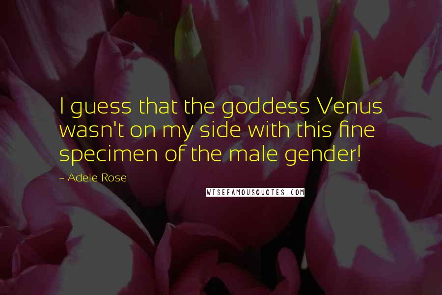 Adele Rose Quotes: I guess that the goddess Venus wasn't on my side with this fine specimen of the male gender!