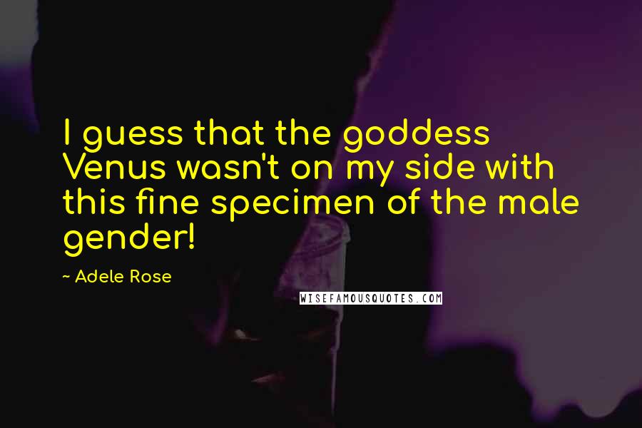 Adele Rose Quotes: I guess that the goddess Venus wasn't on my side with this fine specimen of the male gender!