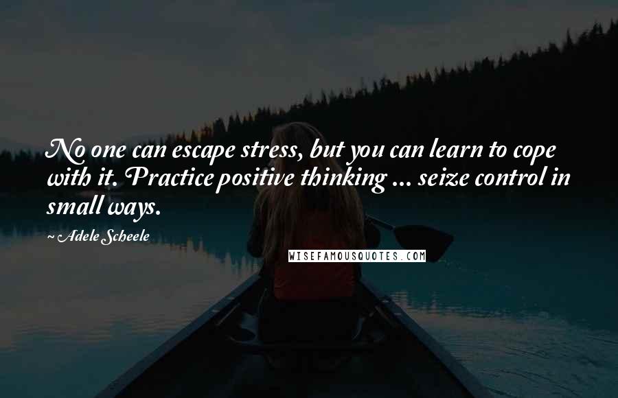 Adele Scheele Quotes: No one can escape stress, but you can learn to cope with it. Practice positive thinking ... seize control in small ways.