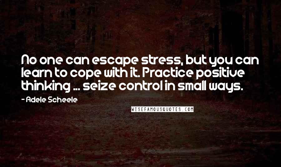 Adele Scheele Quotes: No one can escape stress, but you can learn to cope with it. Practice positive thinking ... seize control in small ways.