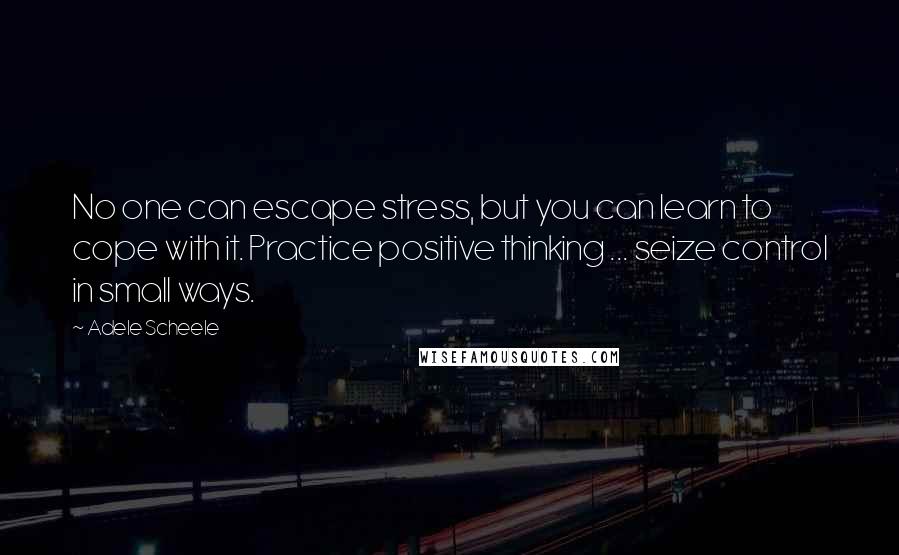 Adele Scheele Quotes: No one can escape stress, but you can learn to cope with it. Practice positive thinking ... seize control in small ways.