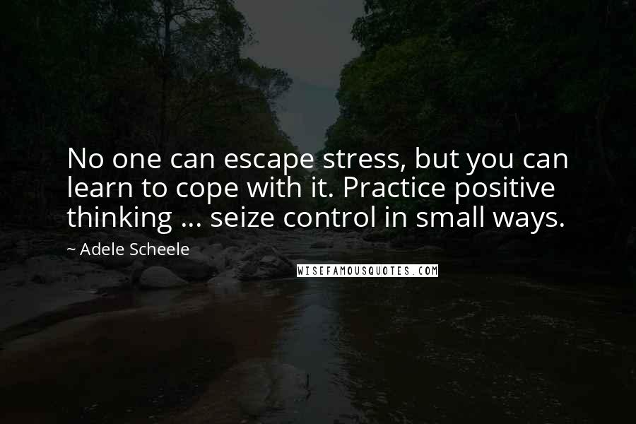 Adele Scheele Quotes: No one can escape stress, but you can learn to cope with it. Practice positive thinking ... seize control in small ways.