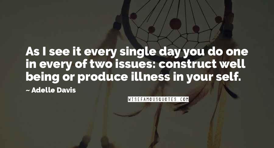 Adelle Davis Quotes: As I see it every single day you do one in every of two issues: construct well being or produce illness in your self.