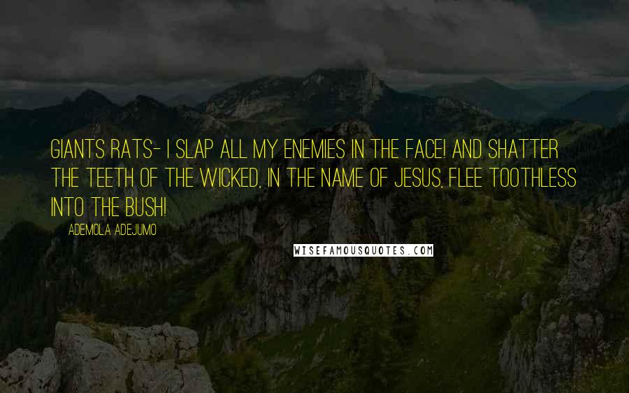 Ademola Adejumo Quotes: GIANTS RATS- I Slap all my enemies in the face! And shatter the teeth of the wicked, in the name of Jesus, flee toothless into the bush!