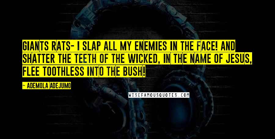 Ademola Adejumo Quotes: GIANTS RATS- I Slap all my enemies in the face! And shatter the teeth of the wicked, in the name of Jesus, flee toothless into the bush!