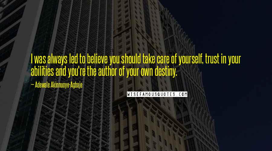 Adewale Akinnuoye-Agbaje Quotes: I was always led to believe you should take care of yourself, trust in your abilities and you're the author of your own destiny.