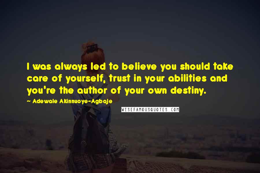 Adewale Akinnuoye-Agbaje Quotes: I was always led to believe you should take care of yourself, trust in your abilities and you're the author of your own destiny.