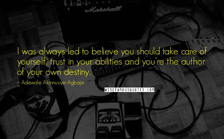 Adewale Akinnuoye-Agbaje Quotes: I was always led to believe you should take care of yourself, trust in your abilities and you're the author of your own destiny.